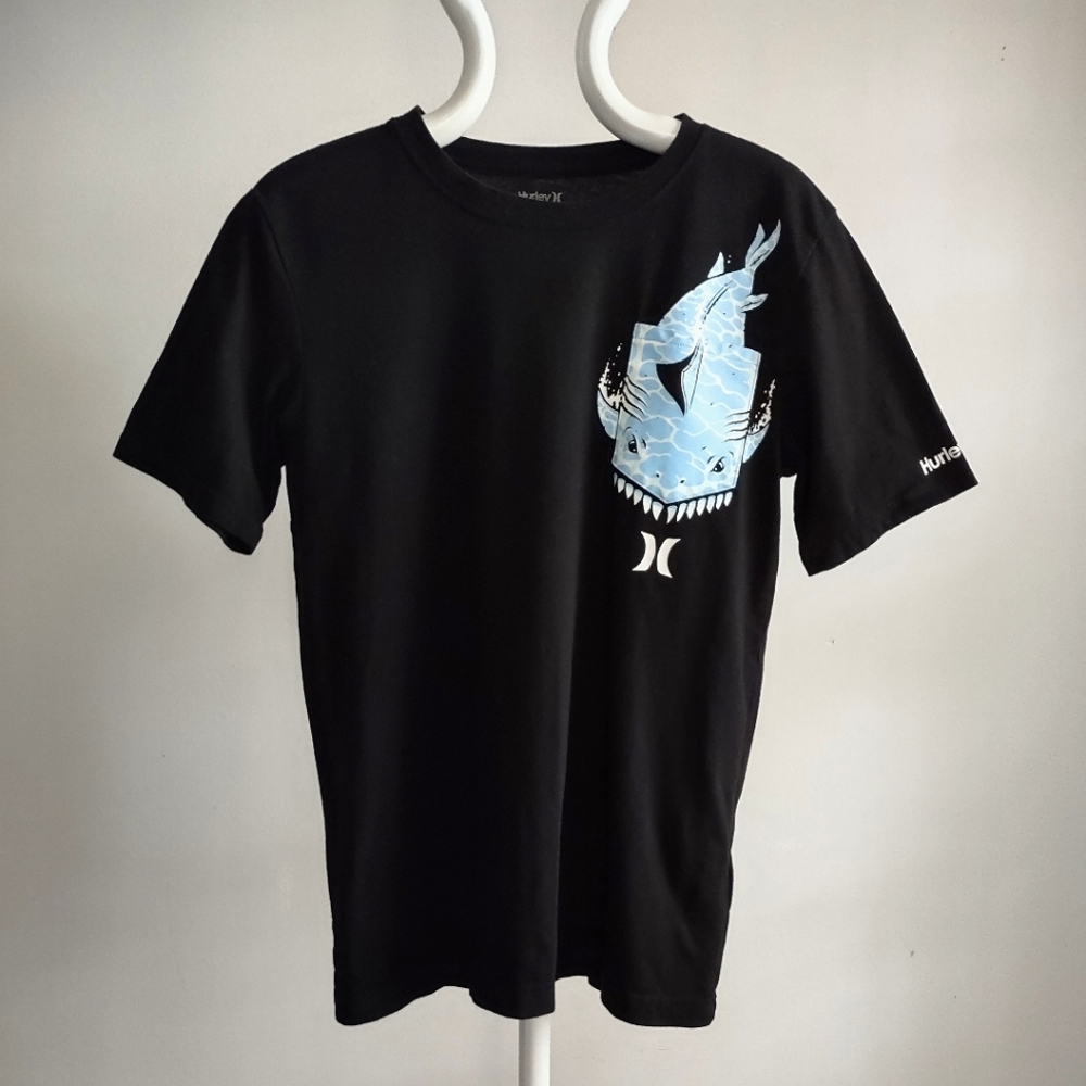 Hurley Shark Pocket Black/Blue T-shirt Boys XL